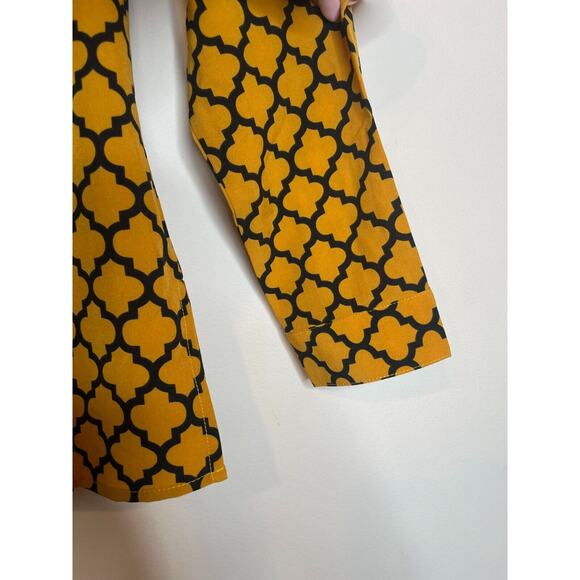 Notations Womens Button Up Shirt Golden Black PM Long Roll Tab Sleeve Pockets - Picture 4 of 7